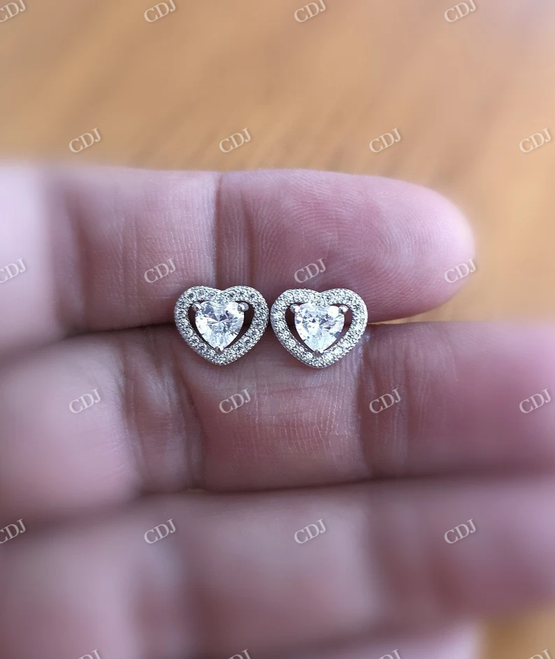 0.2CT Moissanite Heart Shape Earrings  customdiamjewel   