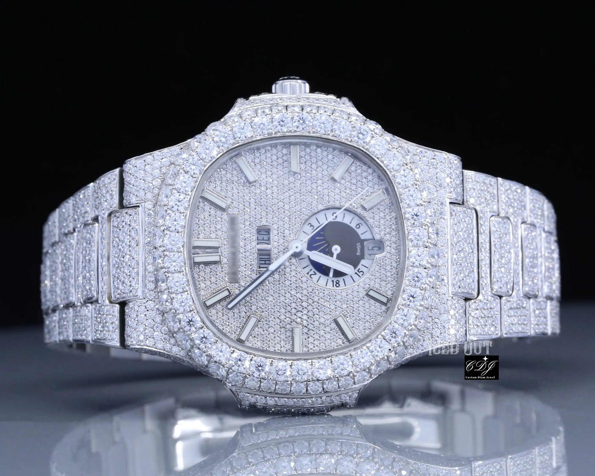 Hip Hop Gold Plated Iced Out Diamond Watch (28 CT Approx)  customdiamjewel   