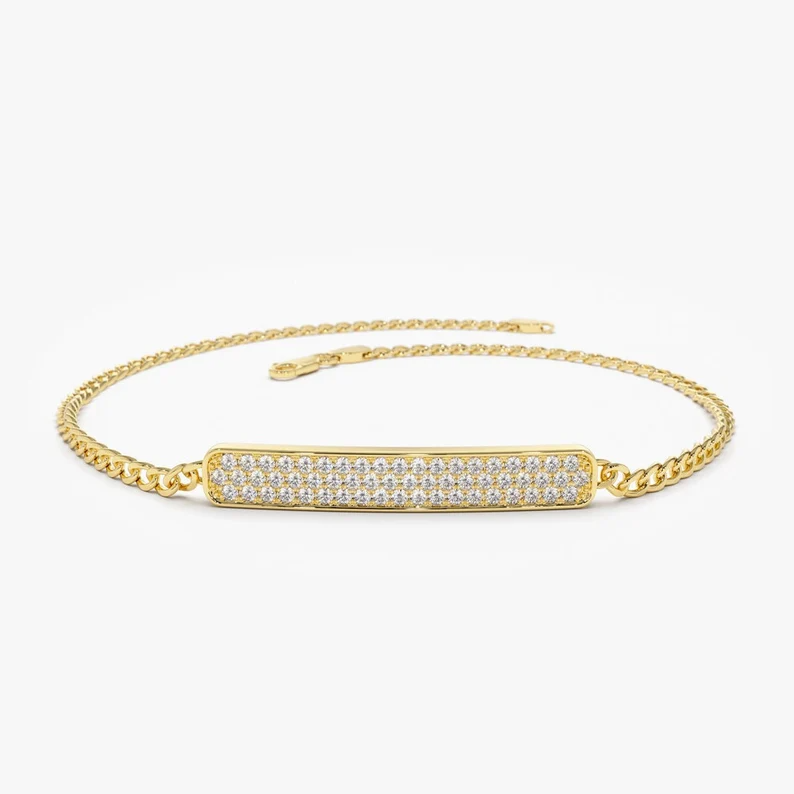 3MM Lab Grown Diamond Pave Link Cuban Chain Bracelet  customdiamjewel   