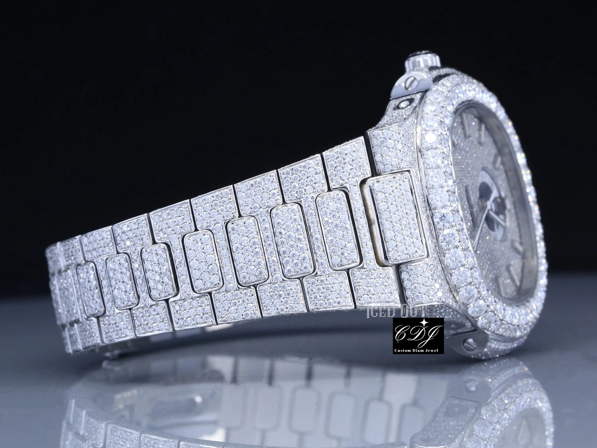 Hip Hop Gold Plated Iced Out Diamond Watch (28 CT Approx)  customdiamjewel   