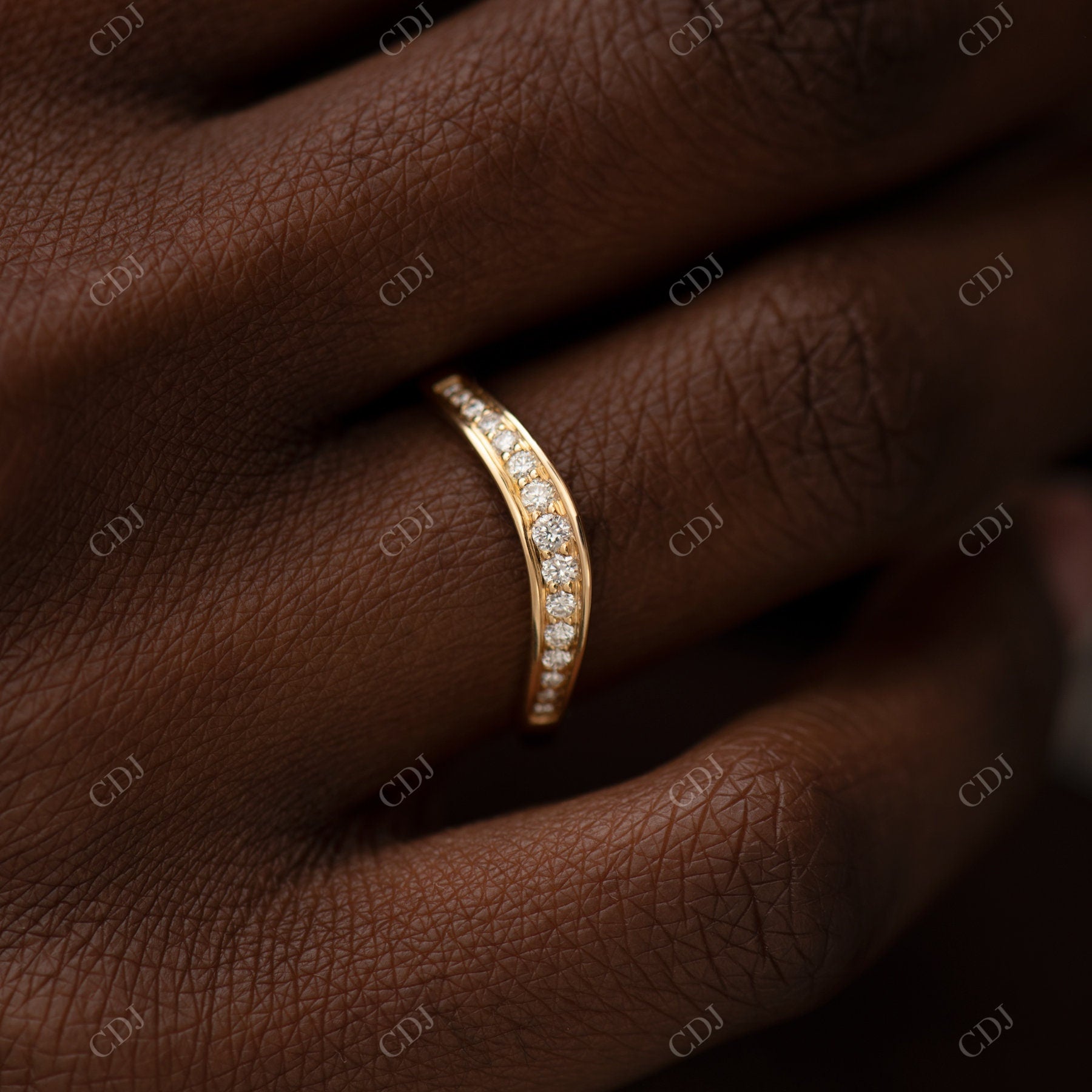 Curved Brilliant Lab Grown Diamond Wedding Band  customdiamjewel   