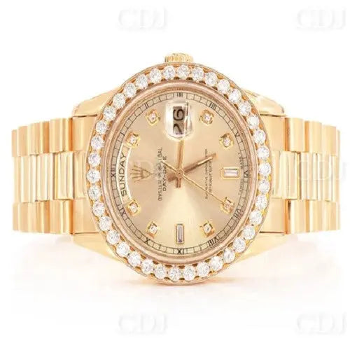 36MM Stainless Steel diamond Quartz Wrist Watch(2.73CTW)  customdiamjewel   