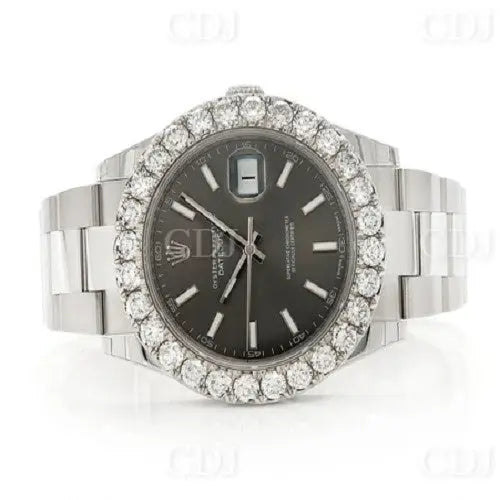 Round Diamond Bezel Ice Out Rolex Watch (7.25CTW)  customdiamjewel   