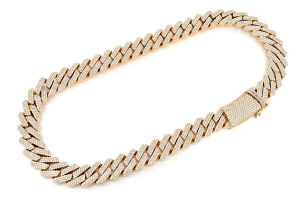 Diamond Yellow Gold Cuban Link Chain Necklace  customdiamjewel   