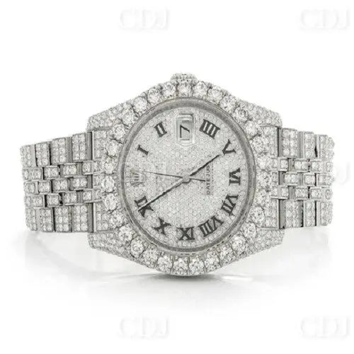 Stainless Steel Full Diamond Rolex Watch (15.50CTW )  customdiamjewel   