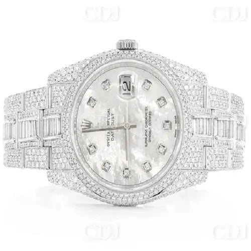 Stainless Steel Analog Iced Out 16.00CTW Diamond Wrist Watch  customdiamjewel   