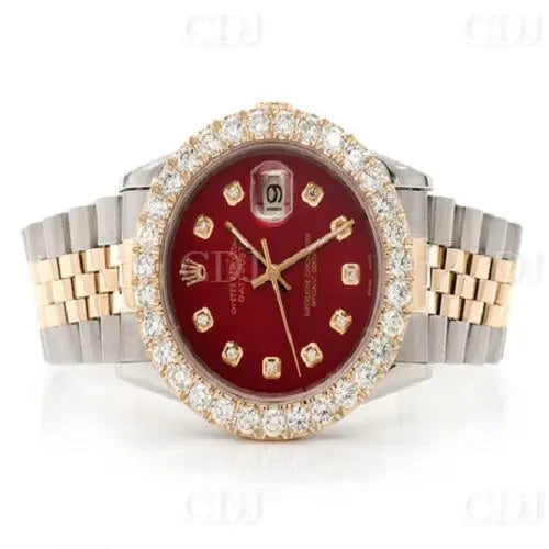 Red Round Dial Crystal Rolex Diamond Watch (4.25CTW)  customdiamjewel   