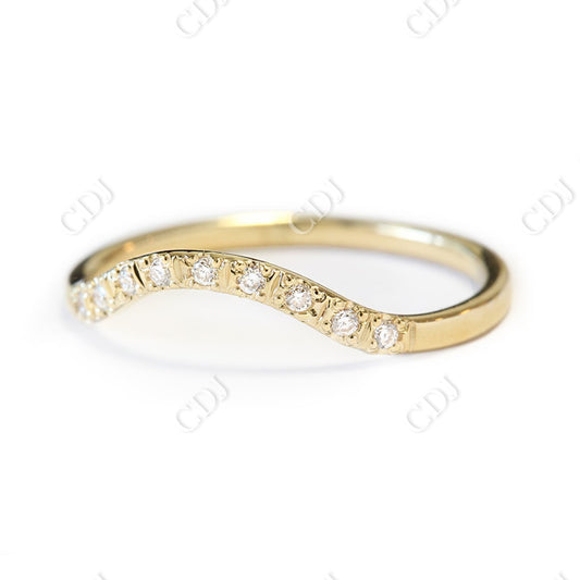 18K Gold Curved Lab Grown Diamond Layering Wedding Band  customdiamjewel 10KT Yellow Gold VVS-EF