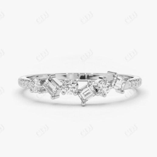 0.32CTW Alternating Baguette Lab Grown Diamond Wedding Band  customdiamjewel 10KT White Gold VVS-EF