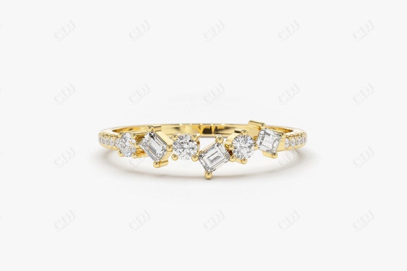 0.32CTW Alternating Baguette Lab Grown Diamond Wedding Band  customdiamjewel 10KT Yellow Gold VVS-EF