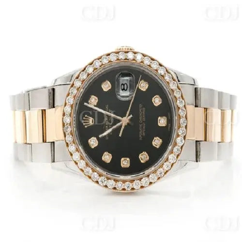 Black Dial Round Bezel Rolex Diamond Watch ( 2.00CTW)  customdiamjewel   