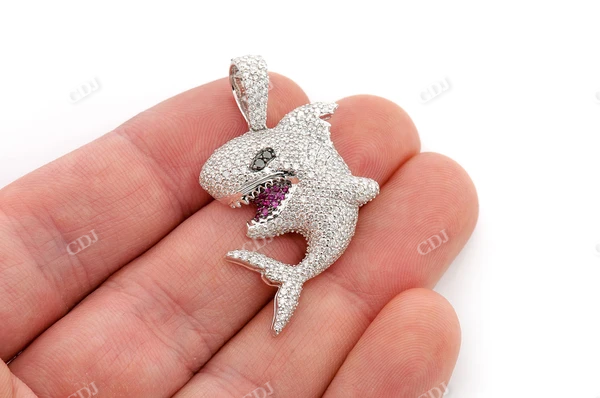 2.75CTW Diamond Shark Pendant  customdiamjewel   