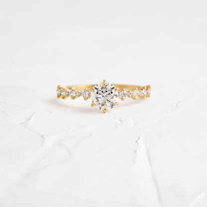 Wavelet Round Cut Moissanite Cluster Engagement Ring  customdiamjewel 10KT Yellow Gold VVS-EF