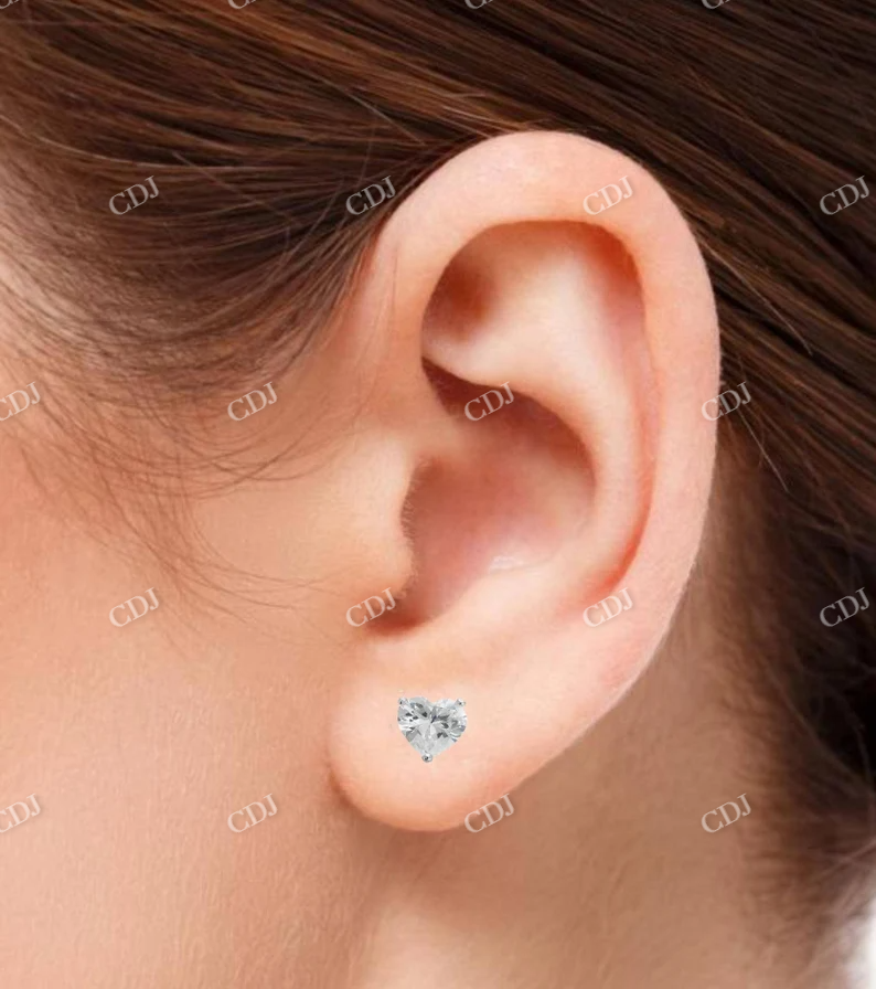 0.2CT Moissanite Heart Shape Solitaire Diamond Stud Earrings  customdiamjewel   