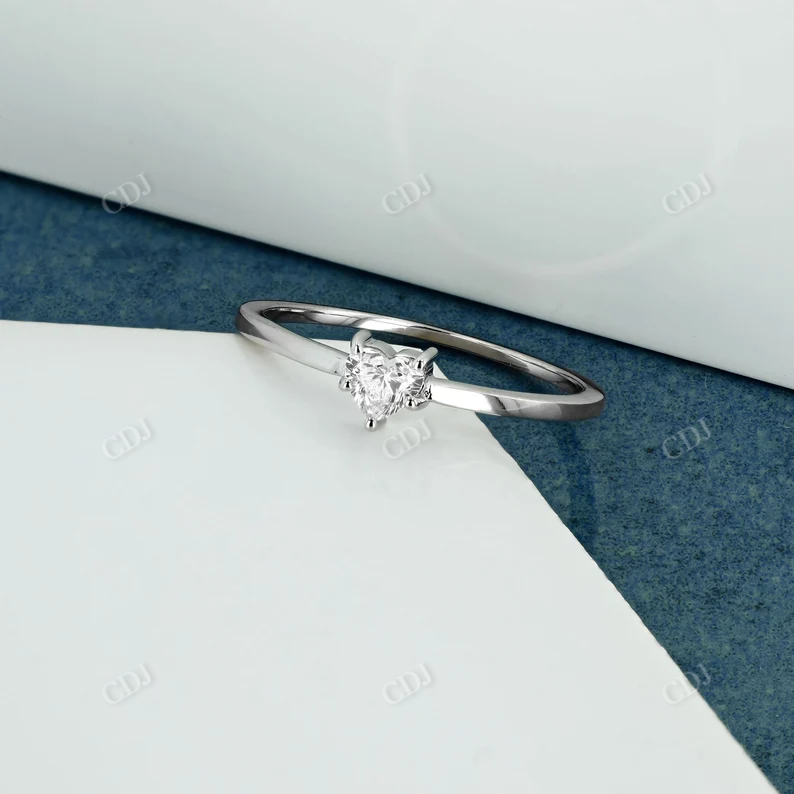 0.25CTW Heart Shaped Lab Grown Diamond Solitaire Engagement Ring  customdiamjewel 10KT White Gold VVS-EF