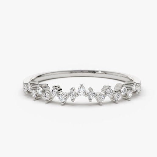 0.15CTW Natural Diamond Half Eternity Dainty Stackable Ring  customdiamjewel 10KT White Gold VVS-EF