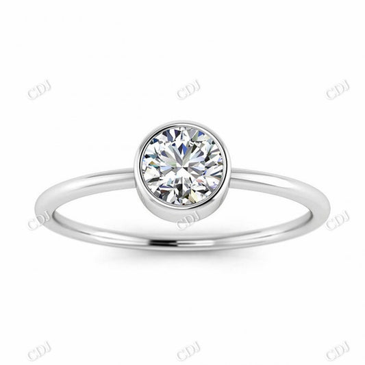 White Gold Bezel Thin Band Moissanite Solitaire Engagement Ring  customdiamjewel 10KT White Gold VVS-EF