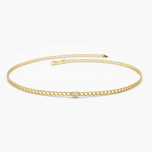 14k Gold Link Chain Heart Cut Natural Diamond Bezel Set Bracelet  customdiamjewel 10 KT Solid Gold Yellow Gold VVS-EF