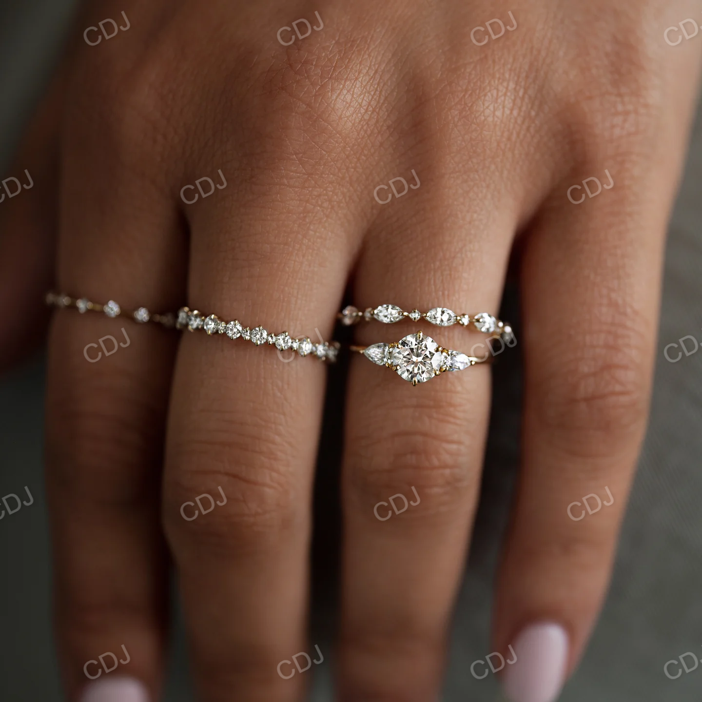 0.37CTW Natural Diamond Tiny Wedding Band  customdiamjewel   