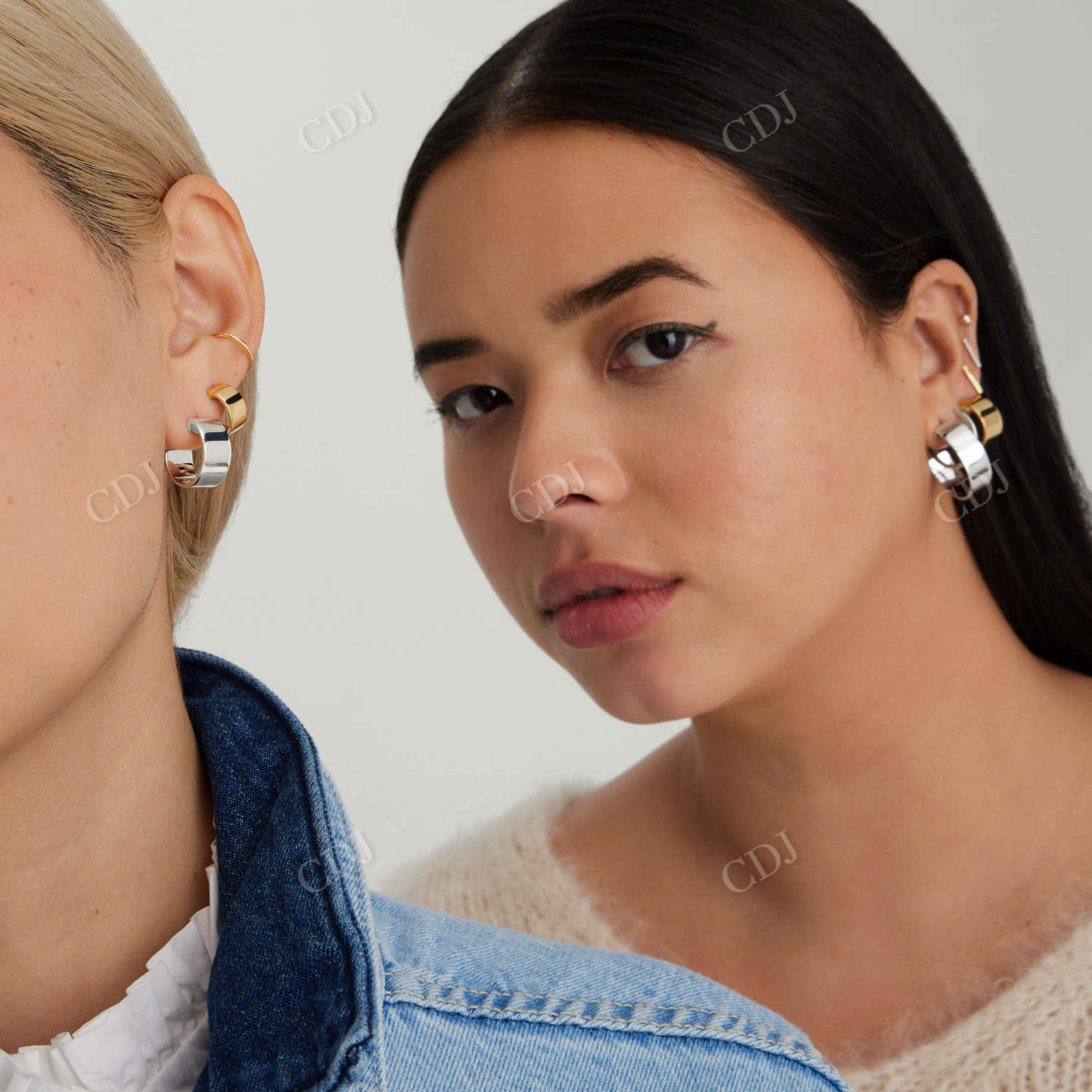 Daily Wear Medium Hoops 14K Gold Stud Earrings  customdiamjewel   