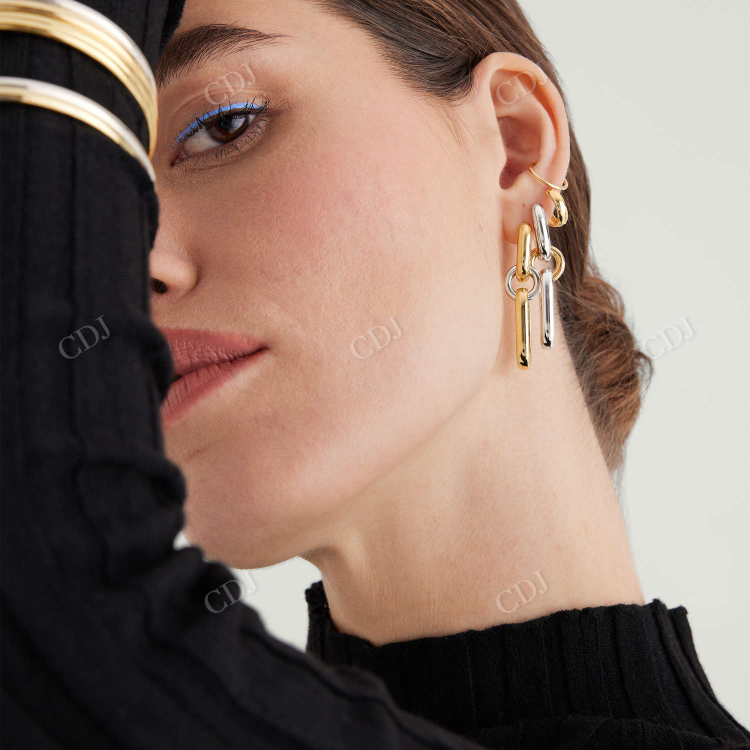 Mixed Convertible Link 14K Gold Wedding Earrings  customdiamjewel   