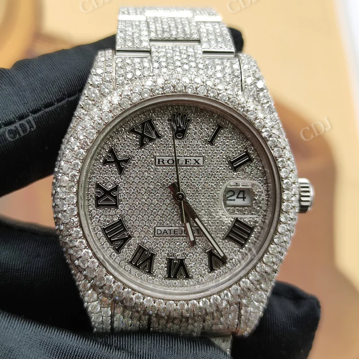 Stainless Steel Full Diamond Rolex Hip Hop Watch  customdiamjewel   