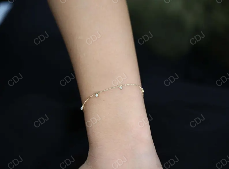 Dainty Thin 14k Gold Natural Diamond Bracelet  customdiamjewel   