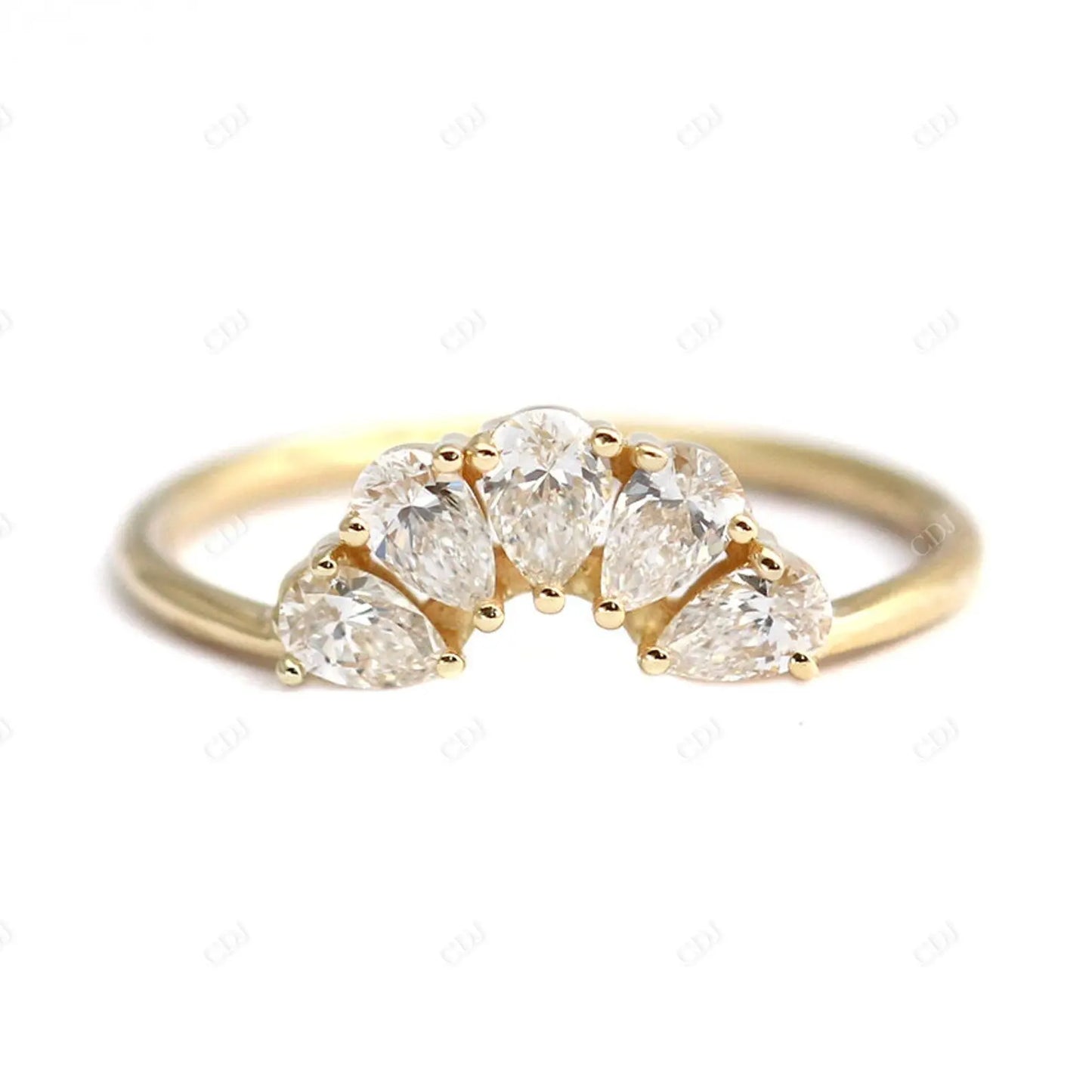 0.50CTW Pear Cut Natural Diamond Curved Band  customdiamjewel 10KT Yellow Gold VVS-EF