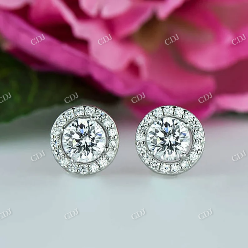 3.0CT Moissanite Round Stud Diamond Earring  customdiamjewel Sterling Silver White Gold VVS-EF