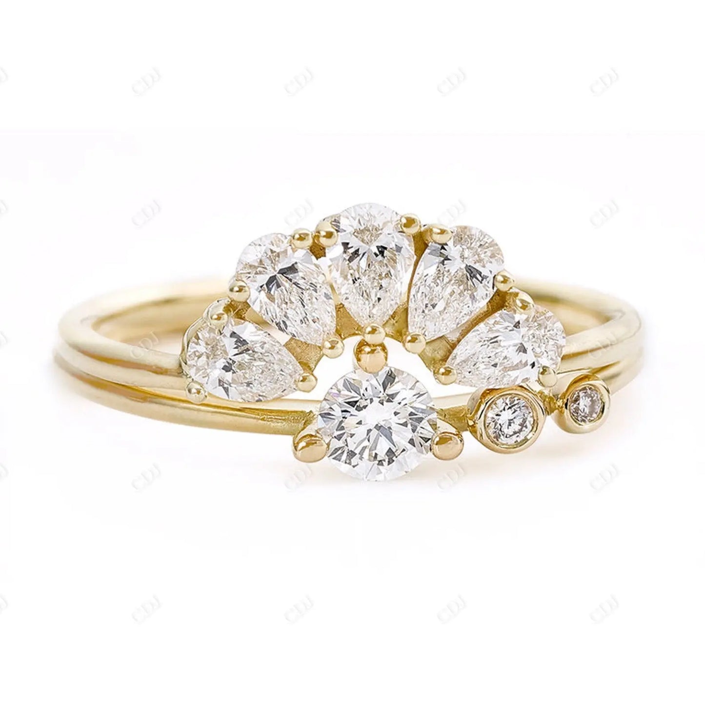 0.50CTW Pear Cut Natural Diamond Curved Band  customdiamjewel   