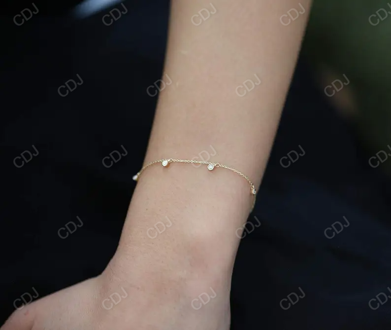 Dainty 14k Gold Lab Grown Diamond Bracelet  customdiamjewel   