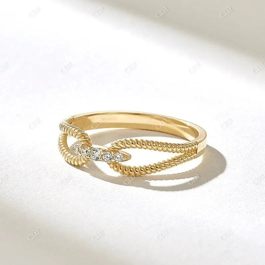 Twisted Rope 0.06CTW Round Cut Lab Grown Ring  customdiamjewel 10KT Yellow Gold VVS-EF