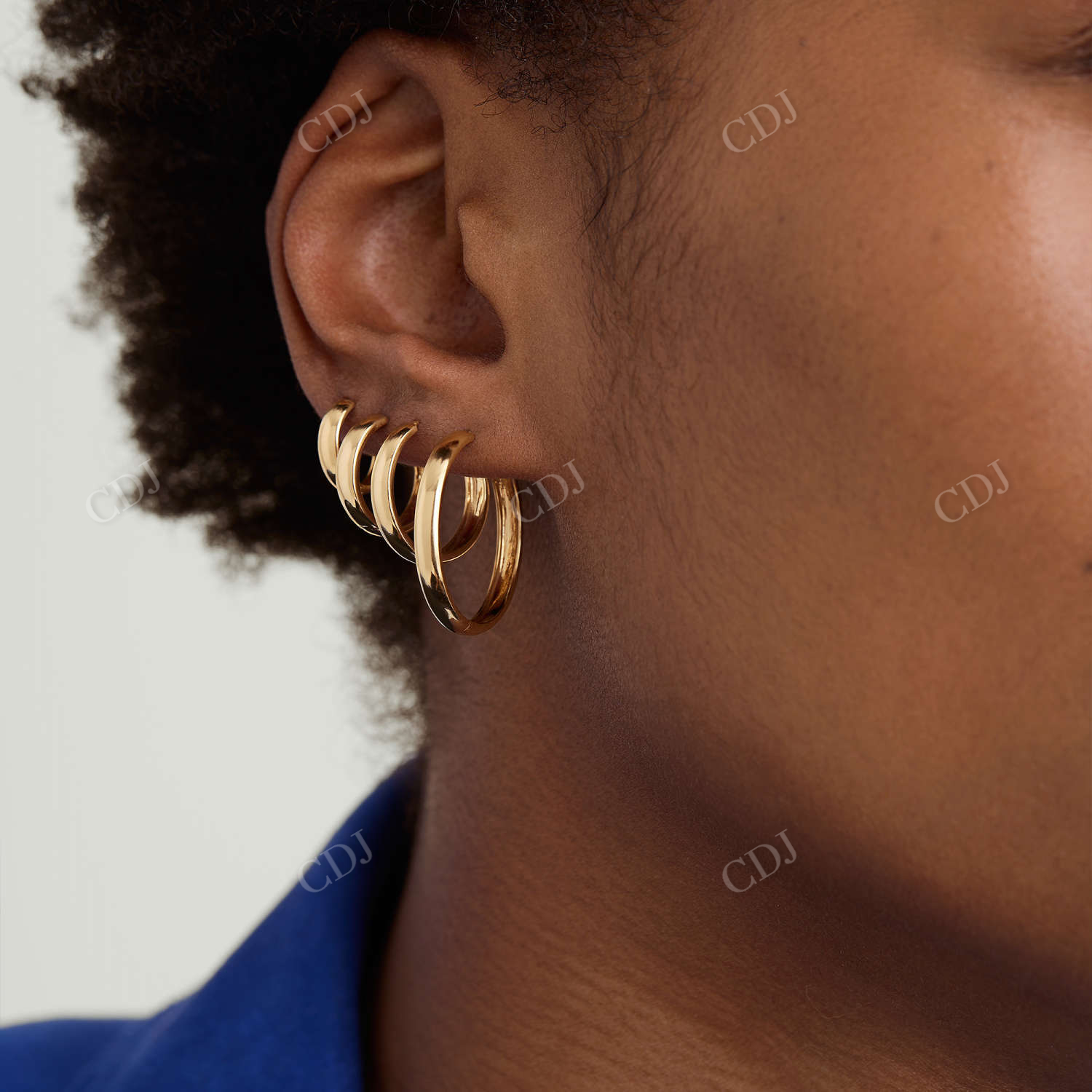 Simple Daily Wear 14K Gold Bold Medium Hoop Earrings  customdiamjewel   