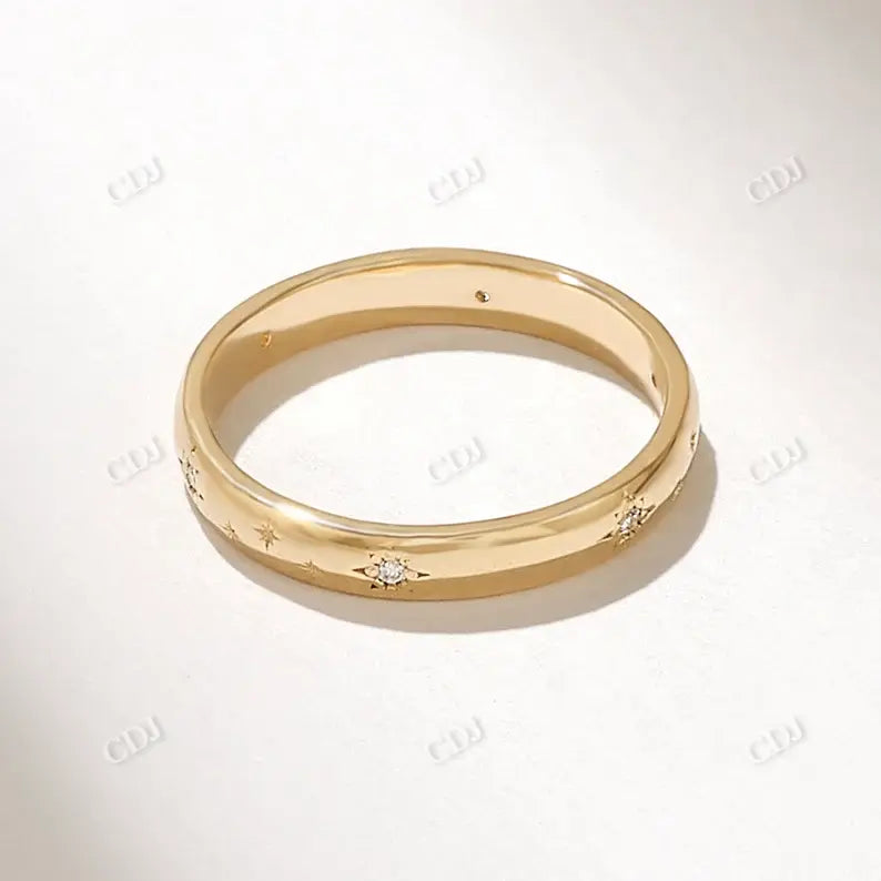 0.05CTW Round CVD Diamond Starburst Wedding Band  customdiamjewel   