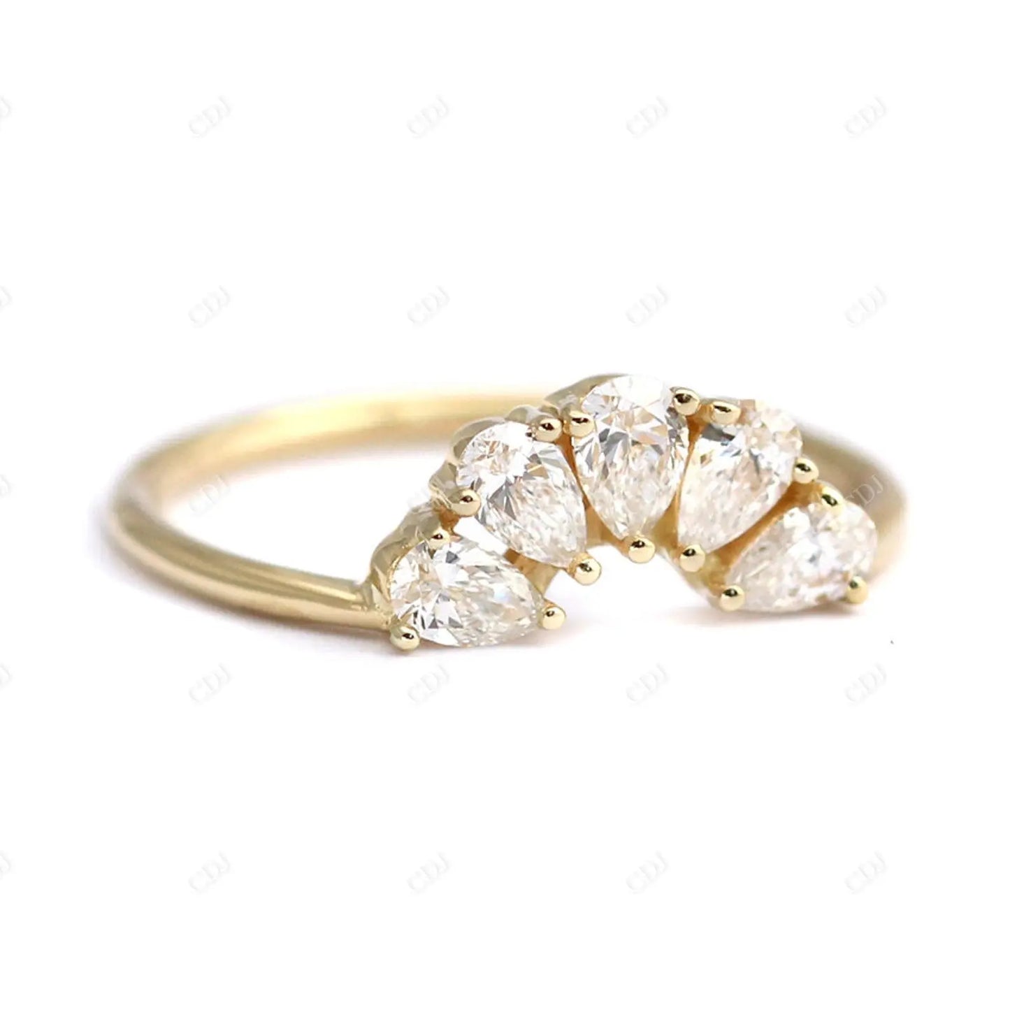 0.50CTW Pear Cut Natural Diamond Curved Band  customdiamjewel   