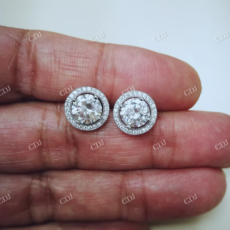 3.0CT Moissanite Round Stud Diamond Earring  customdiamjewel   