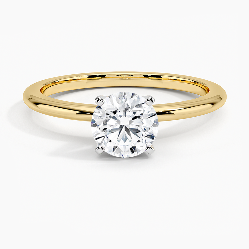 0.75CT Lab Grown Diamond Two Tone Solitaire Engagement Ring  customdiamjewel Sterling Silver Yellow Gold VVS-EF