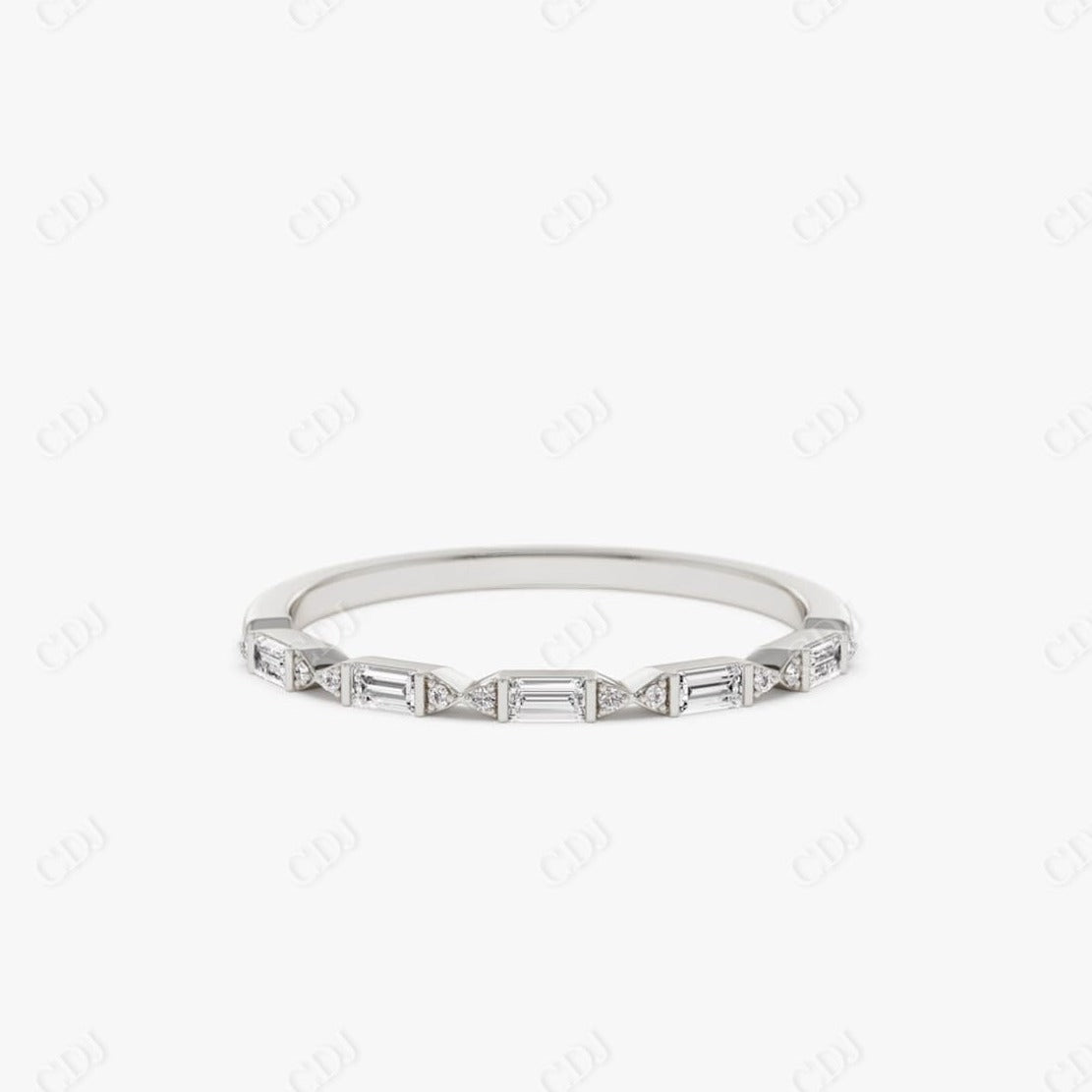 0.19 CTW Baguette Lab Grown Diamond Wedding Band  customdiamjewel 10KT White Gold VVS-EF