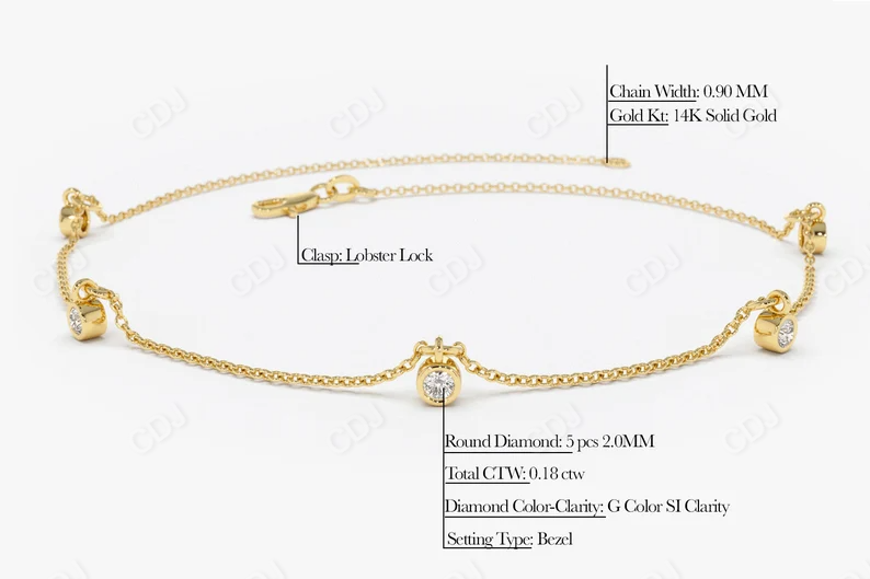 Dainty 14k Gold Lab Grown Diamond Bracelet  customdiamjewel   