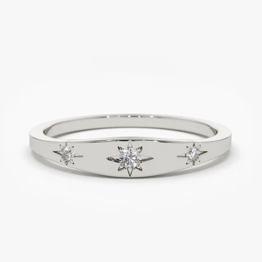 Unique Star Setting Diamond Stacking Wedding Band  customdiamjewel 10KT White Gold VVS-EF