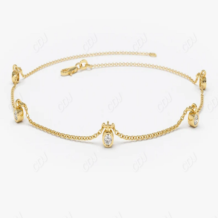 0.18CTW Lab Grown Diamond Solitaire Bracelet  customdiamjewel Sterling Silver Yellow Gold VVS-EF