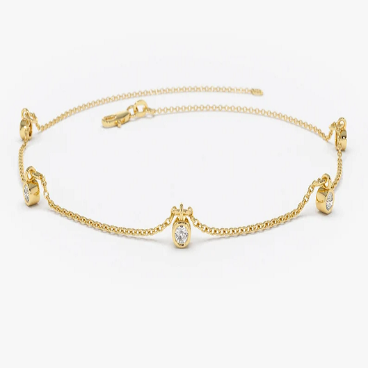 14k Gold Natural Diamonds by the Yard Bracelet  customdiamjewel 10 KT Solid Gold Yellow Gold VVS-EF