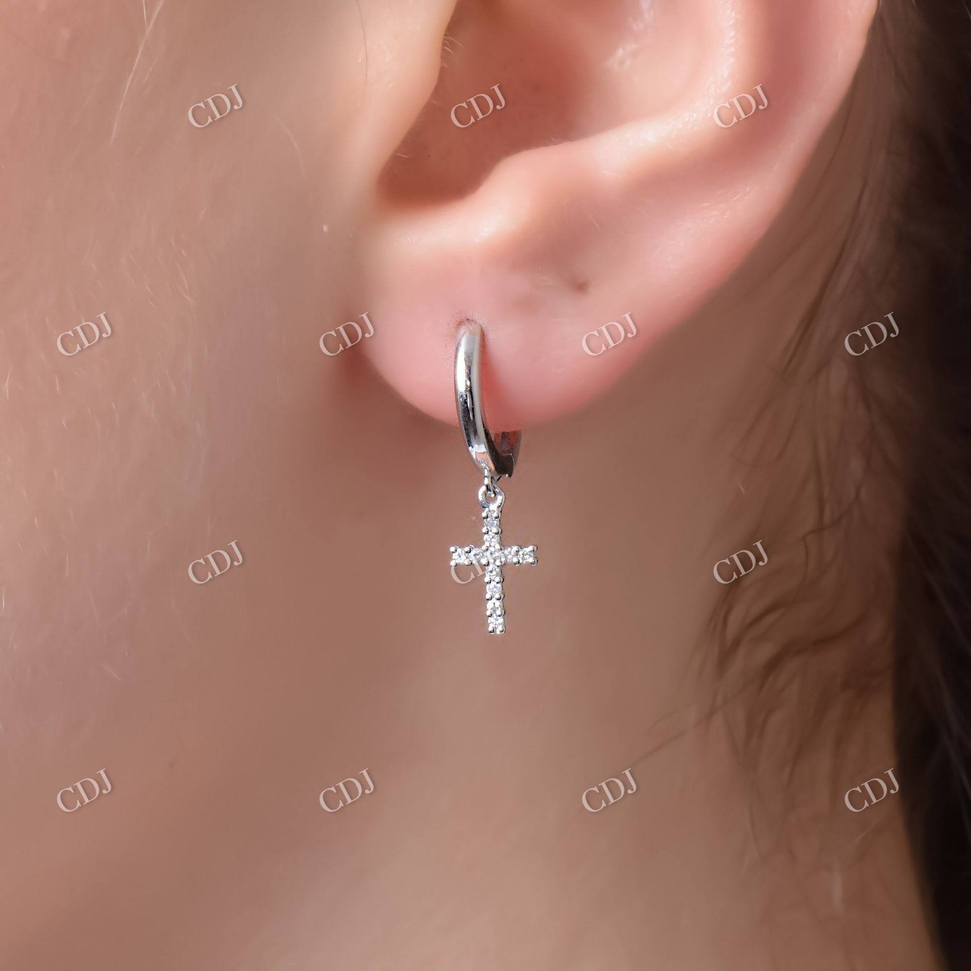 Moissanite Dangling Cross Diamond Earrings  customdiamjewel   