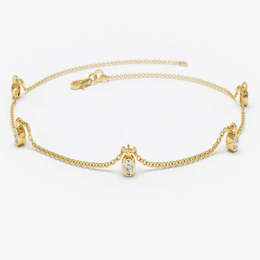 Dainty Thin 14k Gold Natural Diamond Bracelet  customdiamjewel 10 KT Solid Gold Yellow Gold VVS-EF