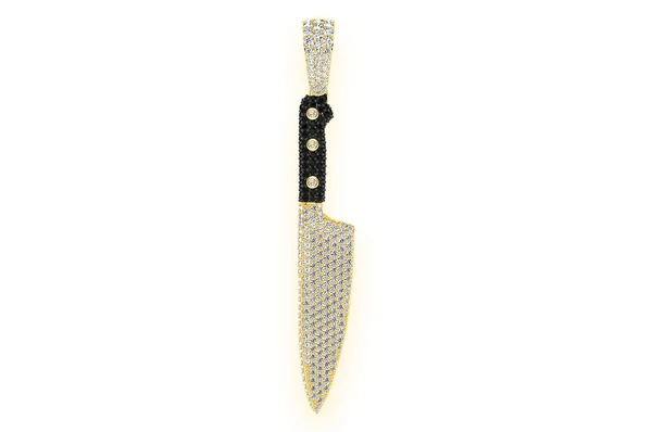 2.30CTW Kitchen Knife Black Handle Pendant  customdiamjewel   