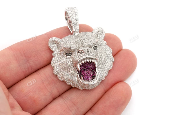 7.00CTW Bear Head Pendant  customdiamjewel   