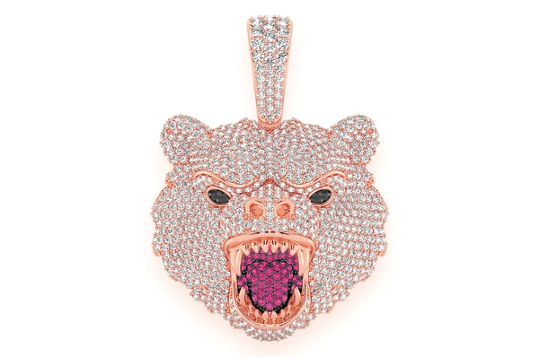 7.00CTW Bear Head Pendant  customdiamjewel   