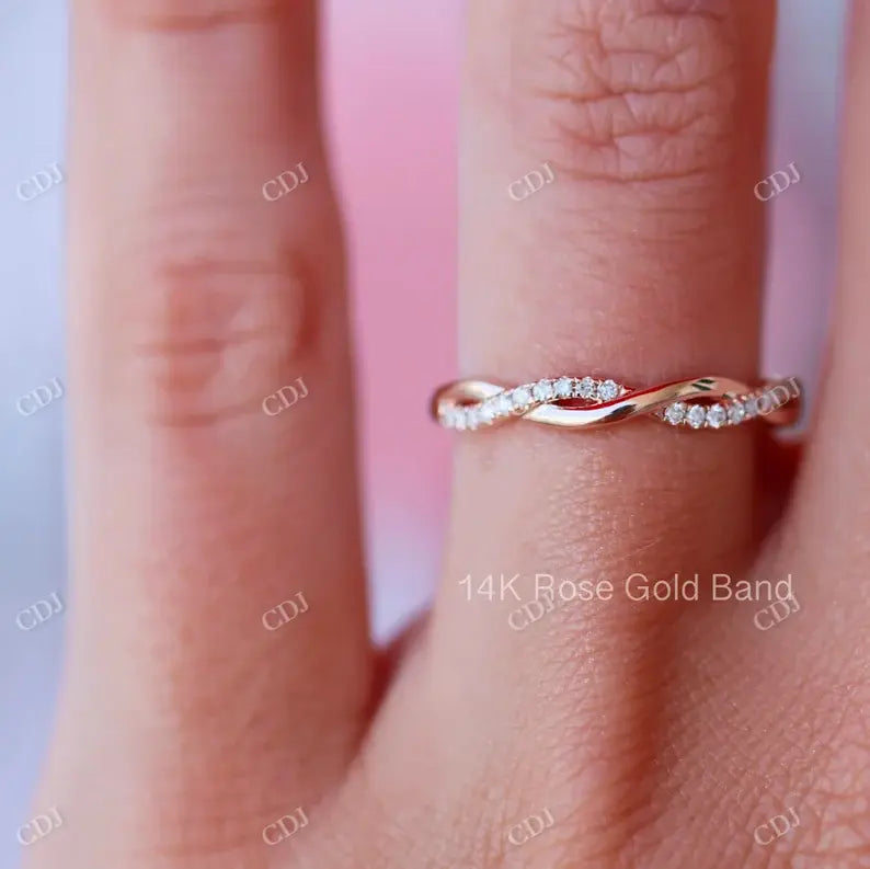 Classic Natural Diamond Twisted Stackable Wedding Band  customdiamjewel   