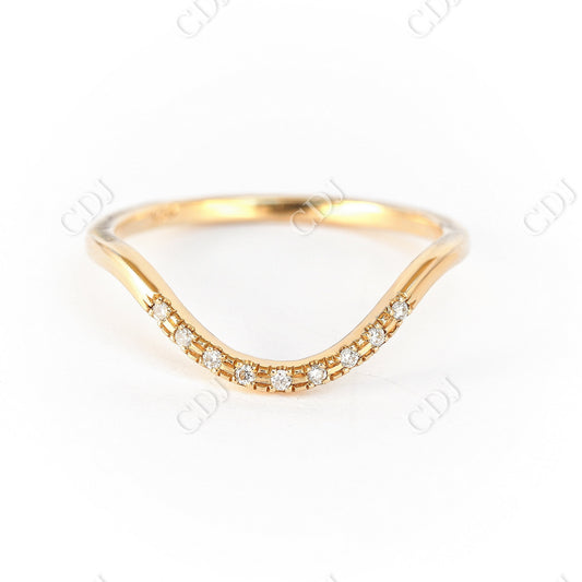 0.05CTW Unique Curved Delicate Natural Diamond Wedding Ring  customdiamjewel 10KT Yellow Gold VVS-EF