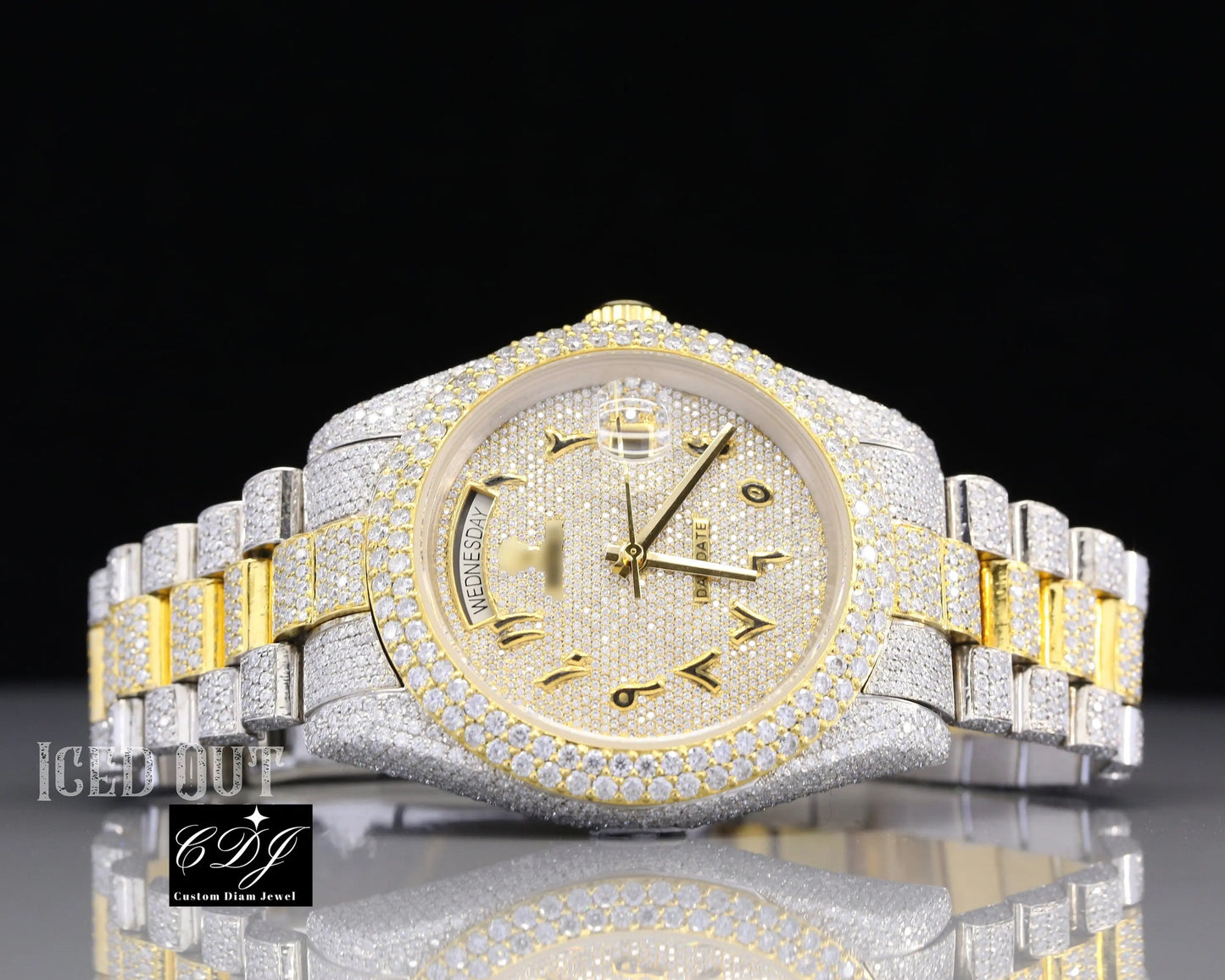 Full Diamond Waterproof luxury Wrist Watch (26.5 CT Approx)  customdiamjewel   